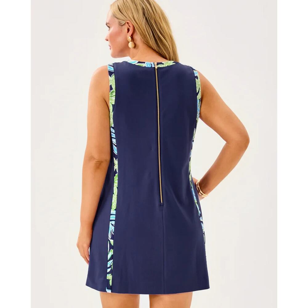 Lilly Pulitzer Mena Shift Dress Sz 8 NWT Sapphire Pool Navy Print Trim - Picture 2 of 4